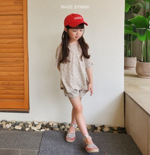 【By mimi】フラワーショートパンツ ライトベージュ 90~130cm
