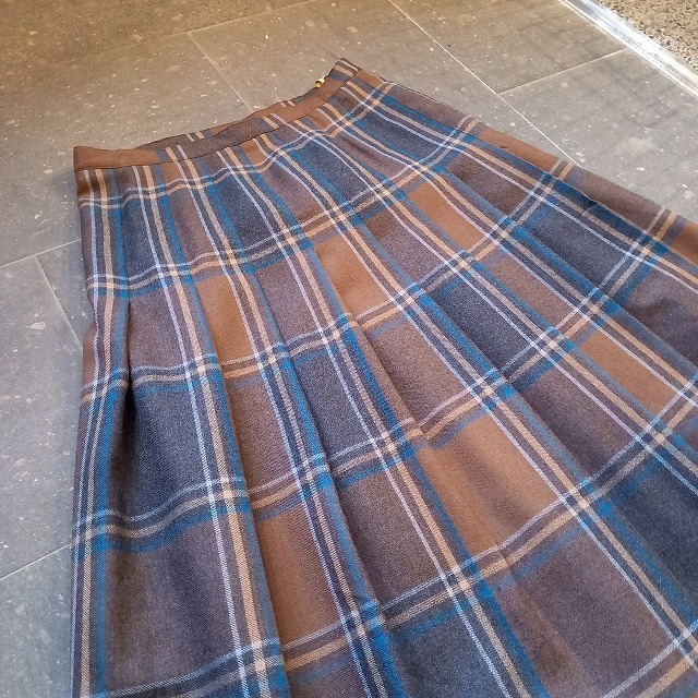 ユーロ ウール チェック スカート used [112012]