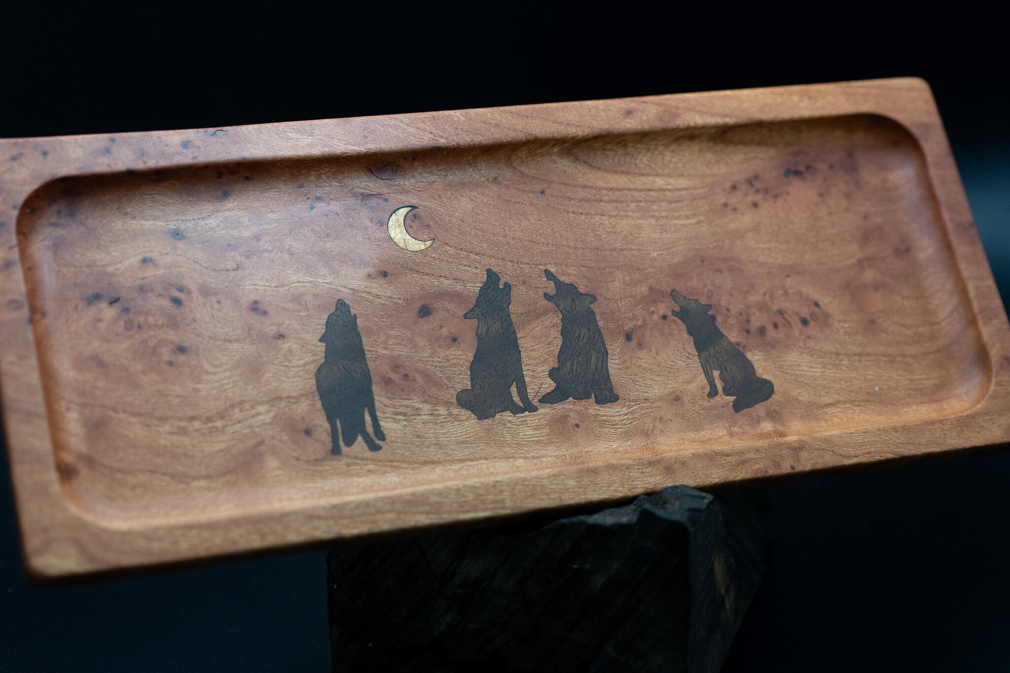 【日本を代表する巨木】欅 (ケヤキ) ペントレイ 象嵌 月に吠える