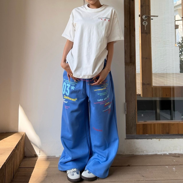 カラーロゴレタリングストリートルーズフォルムパンツ 3col R02365