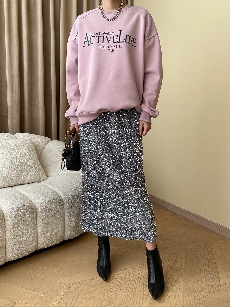 Sequin Midi Skirt