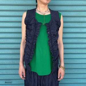 【Shirring Denim Vest】