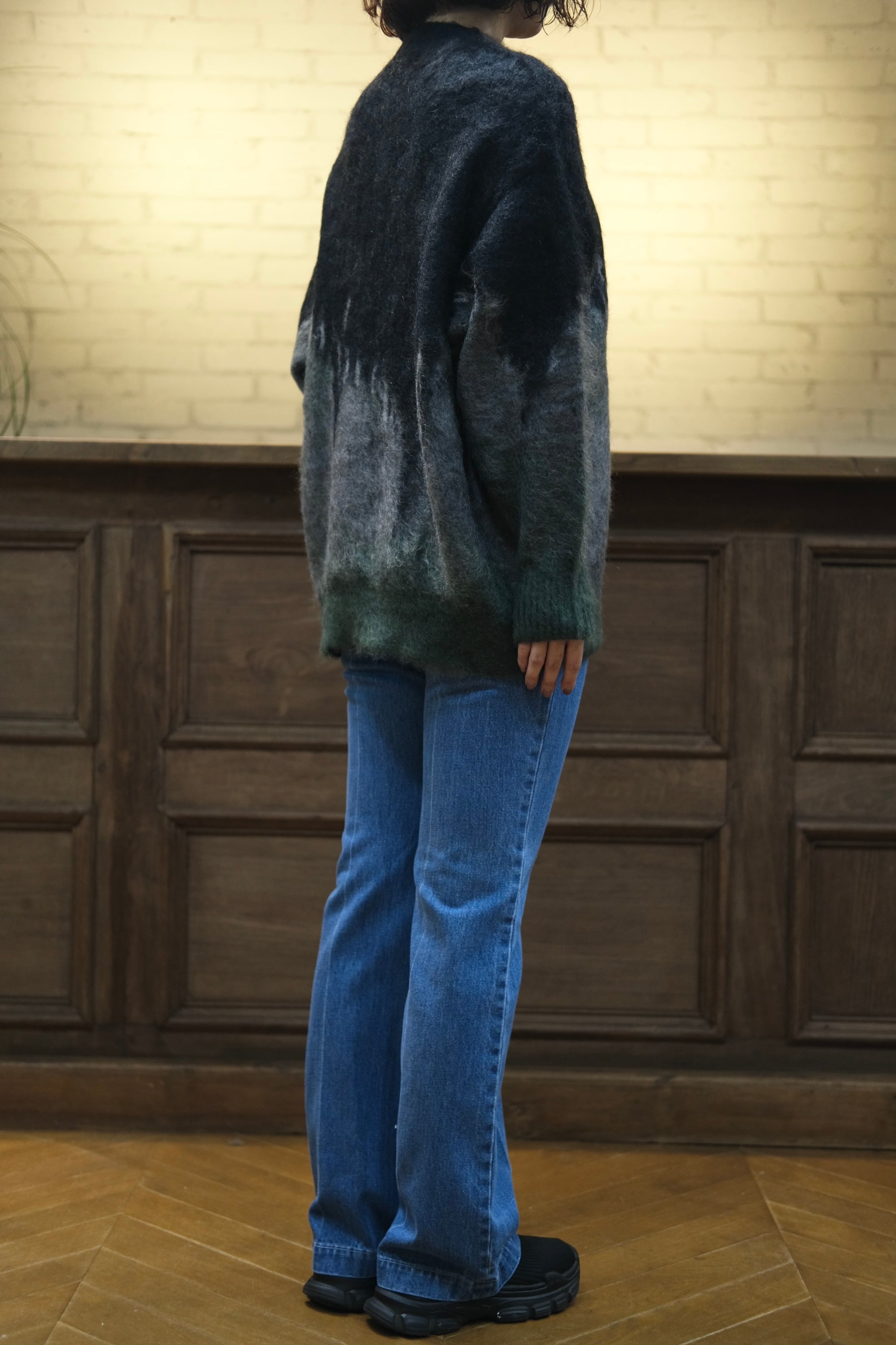 Mame Kurogouchi】Drip Glaze Pattern Mohair Knitted Top- khaki - | loop