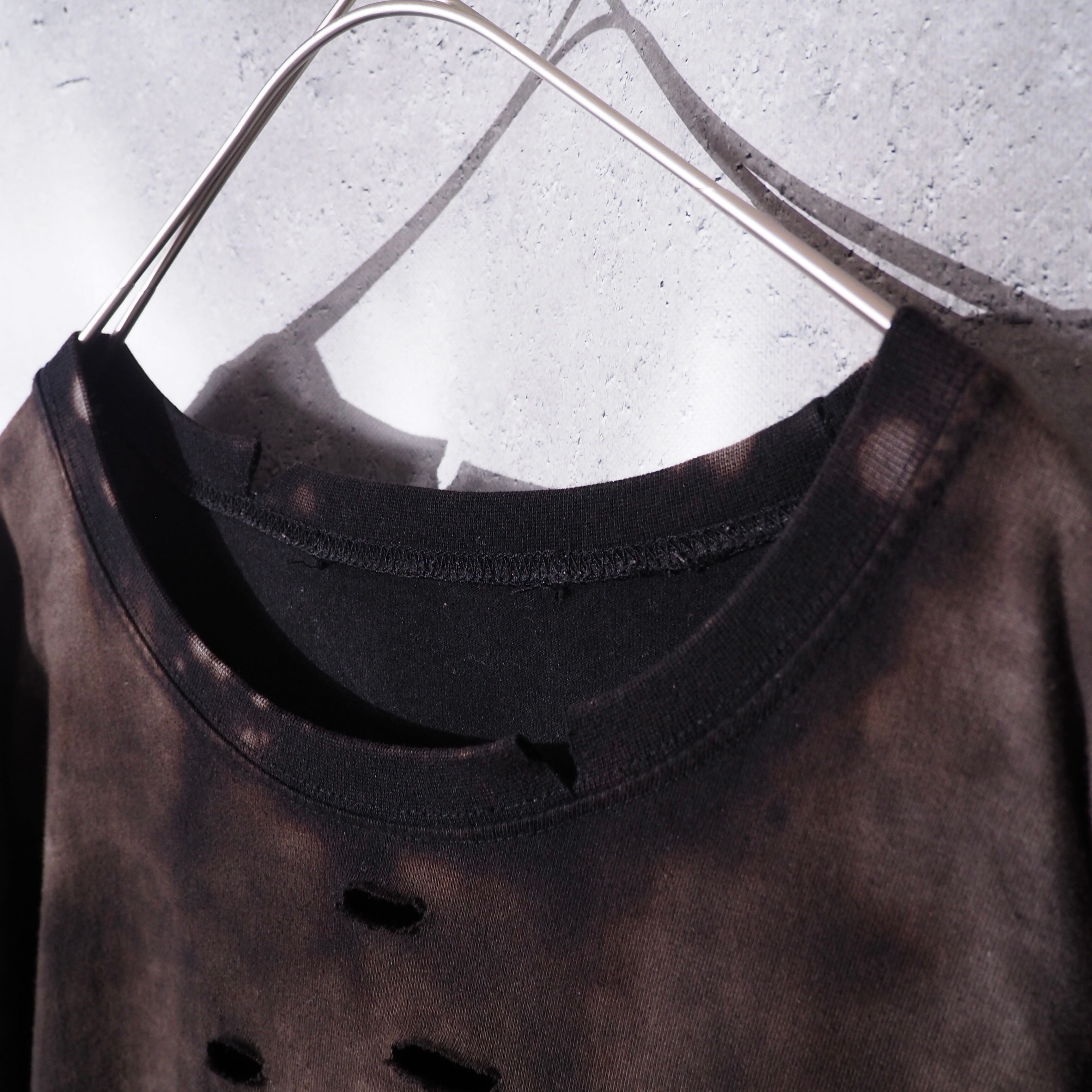 ” 循環 ” Over dyed × Damage Boro Circulation Long sleeve Re:make Tee