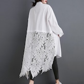 ヘムレース切替 ロングシャツ 00062