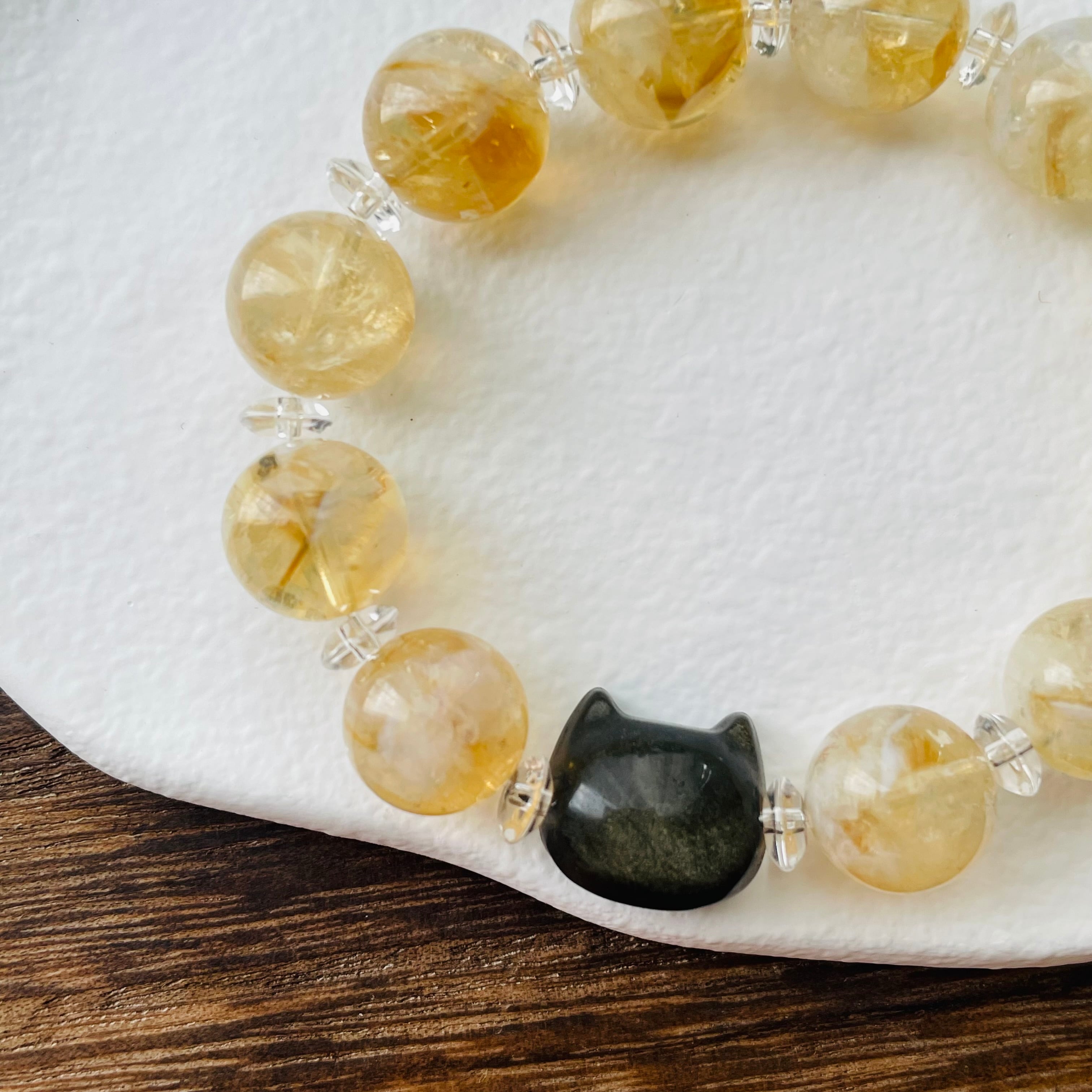 4938-②猫×パワーストーン|ブレスレット|財運・貯蓄運UP| 猫雑貨 猫モチーフ 猫グッズ アクセサリー 天然石 プレゼント ギフト レディース