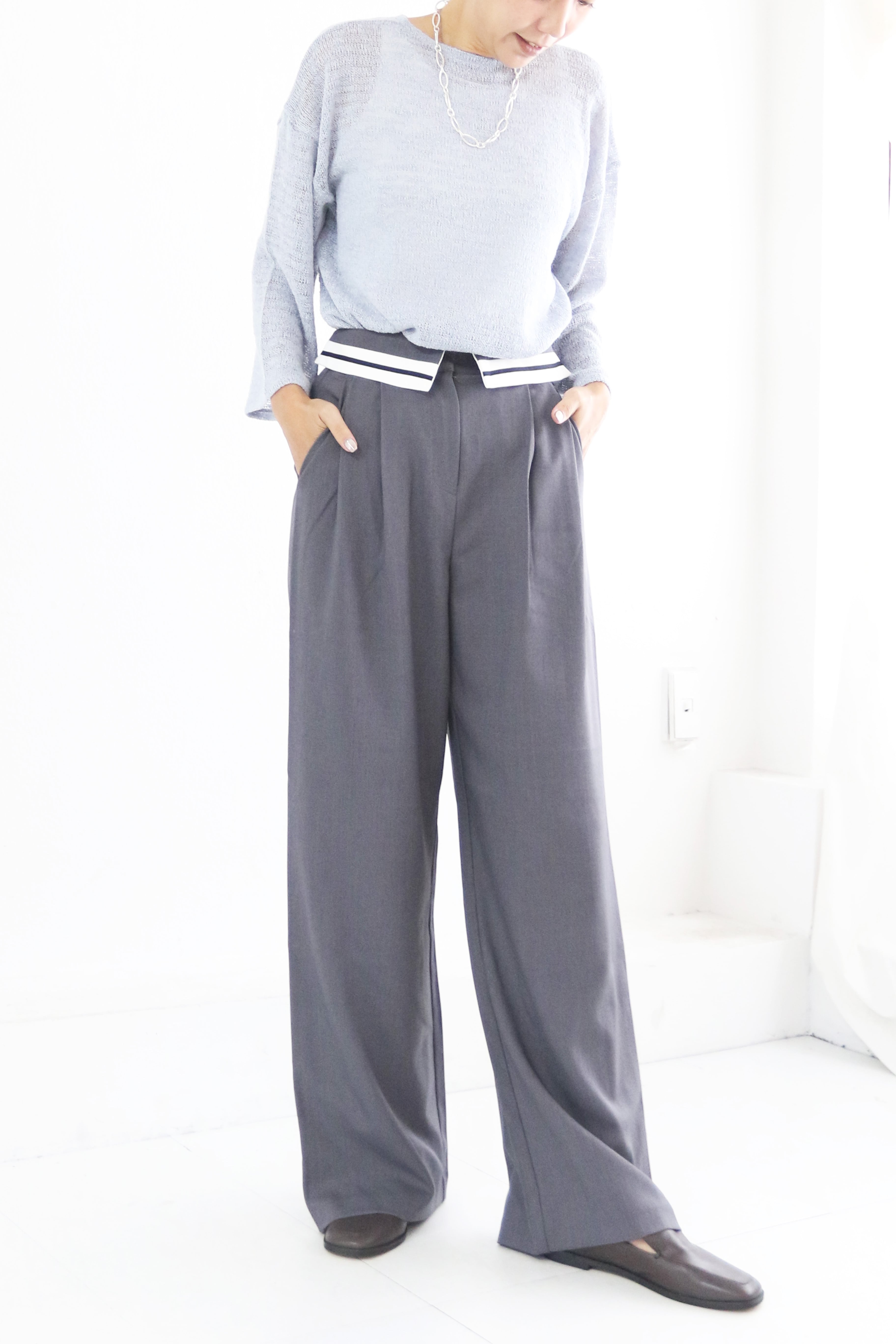 ウエスト折り返しラインスラックス (5W44005H)