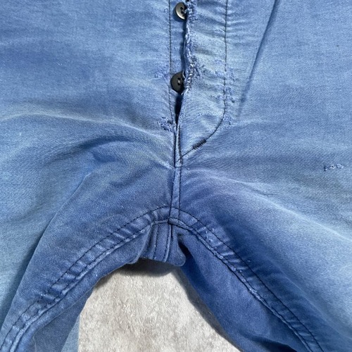 50-60s フェード フレンチワーク モールスキン ブルー パンツ W35 詳細写真5