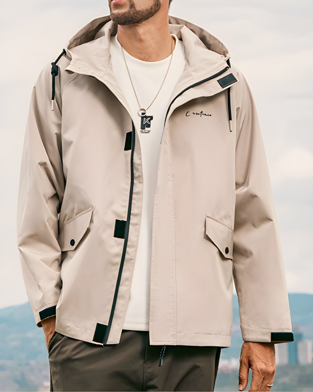 防風 ロゴ入りマウンテンパーカー E0049