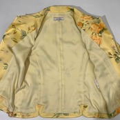 Leilian レリアン フローラル 花柄 スタンドカラージャケット 9/イエロー系 レディース レトロ