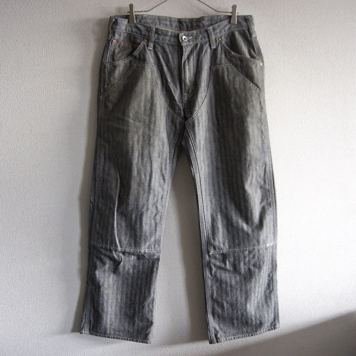 W34　ジーンズ ヘリンボーン ダブルニー ロガー 日本製 IRON HEART IRON HEART アイアンハート ヘリンボーン ダブルニーロガージーンズ No