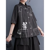 線画風 アート シャツ  30238