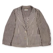 Leilian レリアン 豪華ボタン ストライプ テーラードジャケット 17+/ブラウン×ホワイト レディース