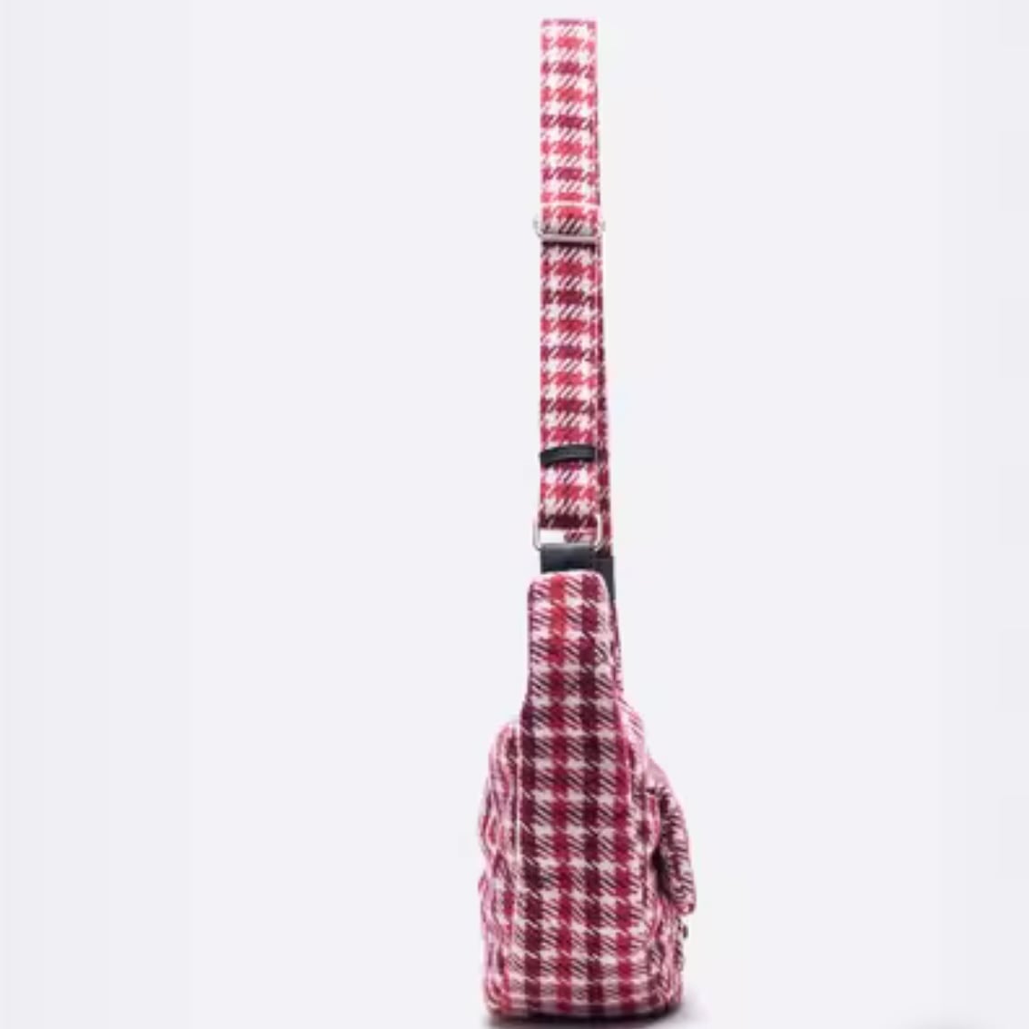 retro check crescent moon bag