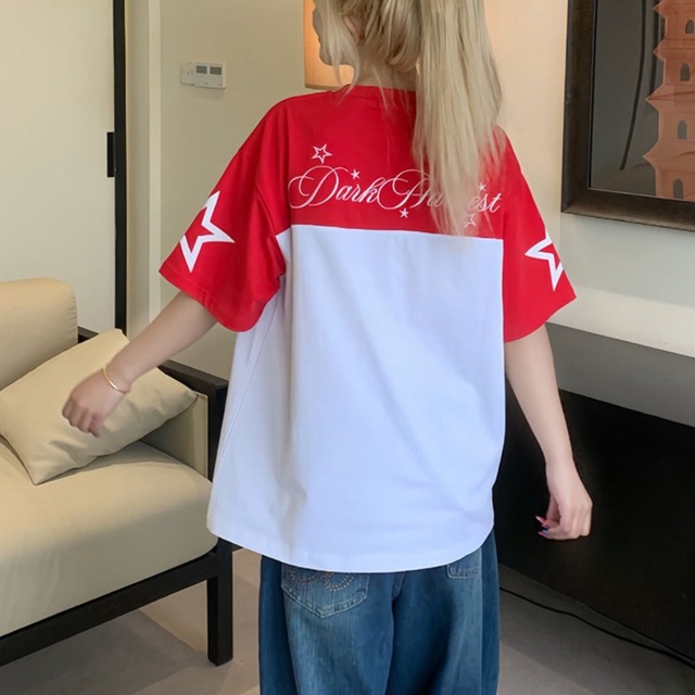 ナンバリングスターオーバーシルエットTシャツ 3col   R02336