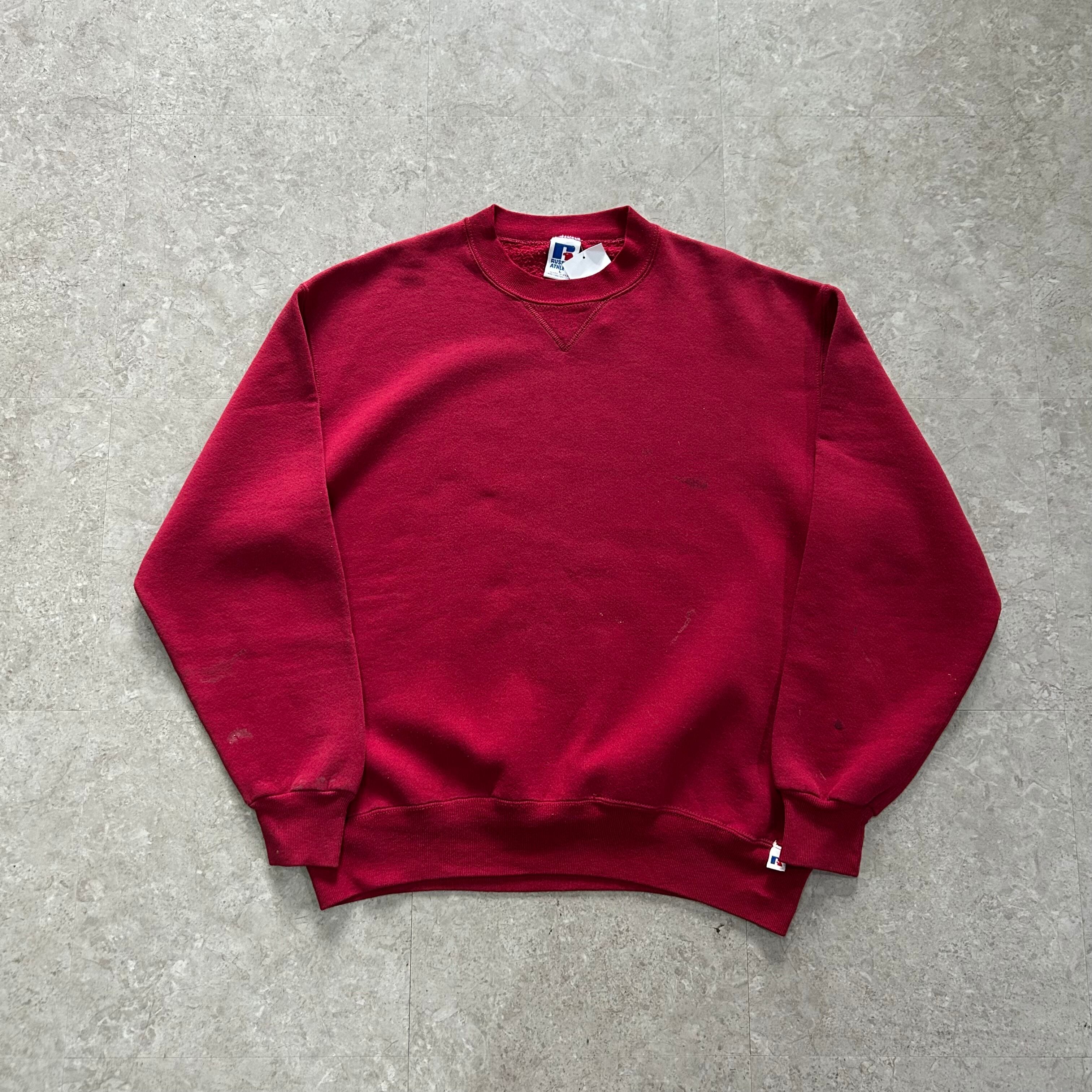 90s RUSSEL ATHLETIC V gusset sweat "burgundy"【仙台店】