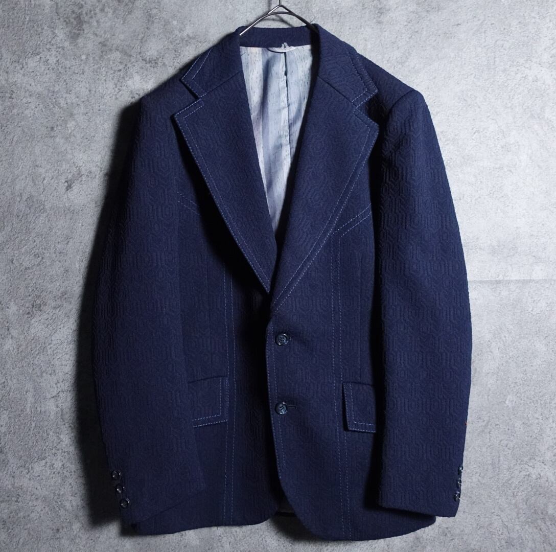 EURO Navy geometric single tailored jacket