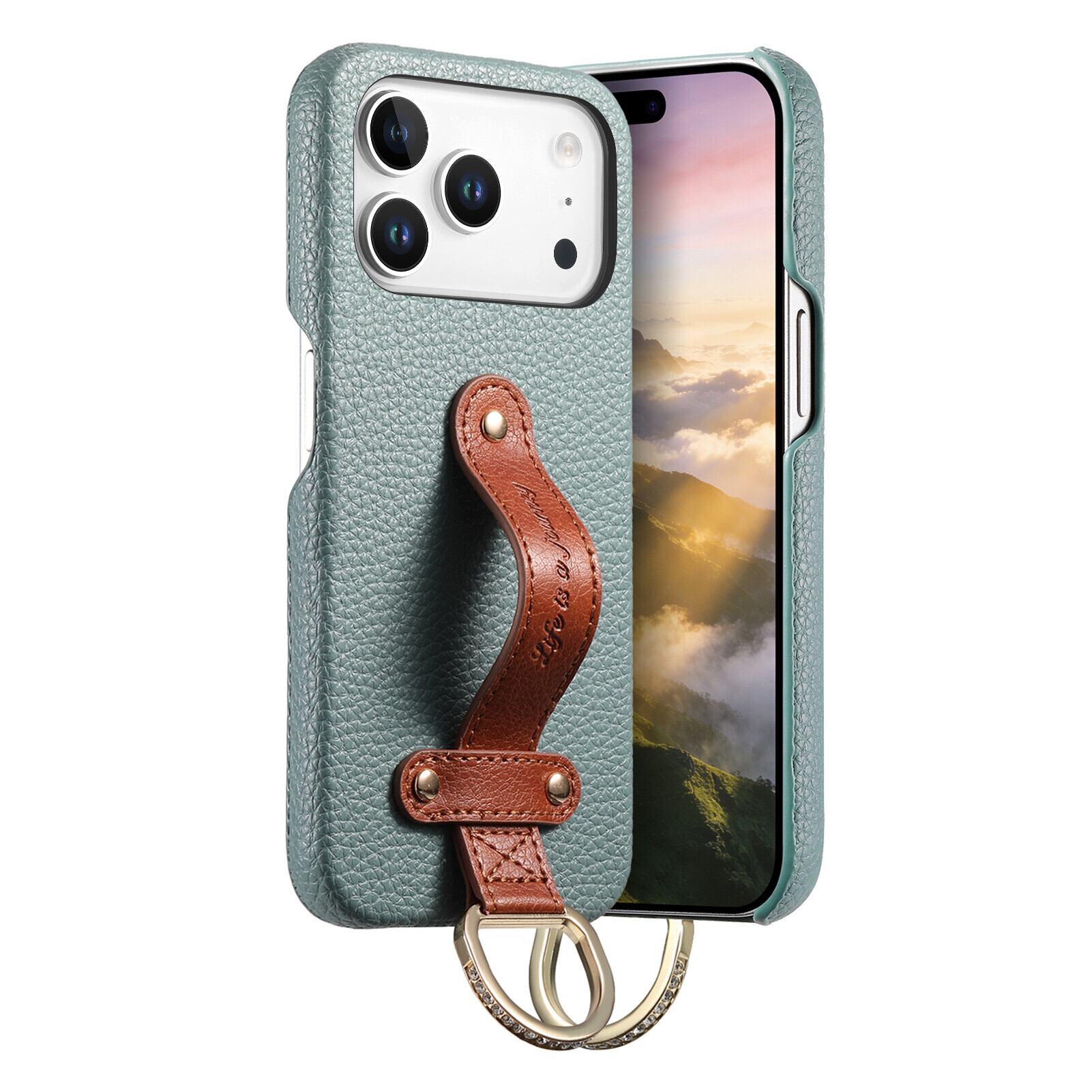 ベルト付 iPhone 17 16 15 14 13 12 ケース ラインストーンリング付