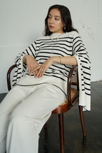 SLEEVE SLIT BORDER PULLOVER  【CA2A-T357】