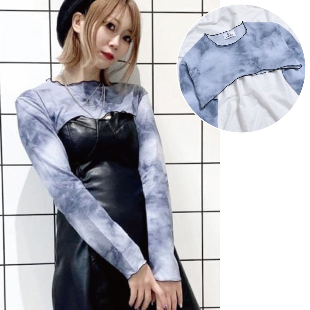 【50%OFF】超ショート丈 淡色タイダイロンT