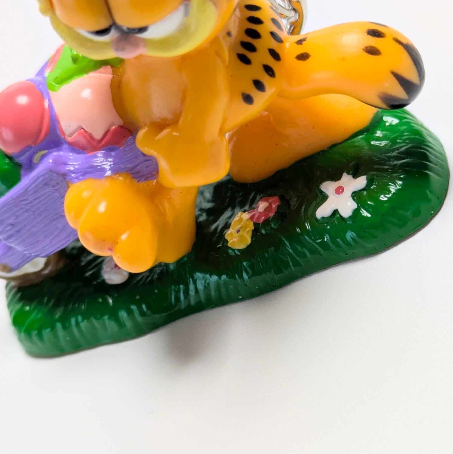 ☆VINTAGE 80'☆【 Garfield ( ガーフィールド ) 】 PVCフィギュア キーホルダー イースターバニー / ピンク 〚アメリカン雑貨 アメトイ〛