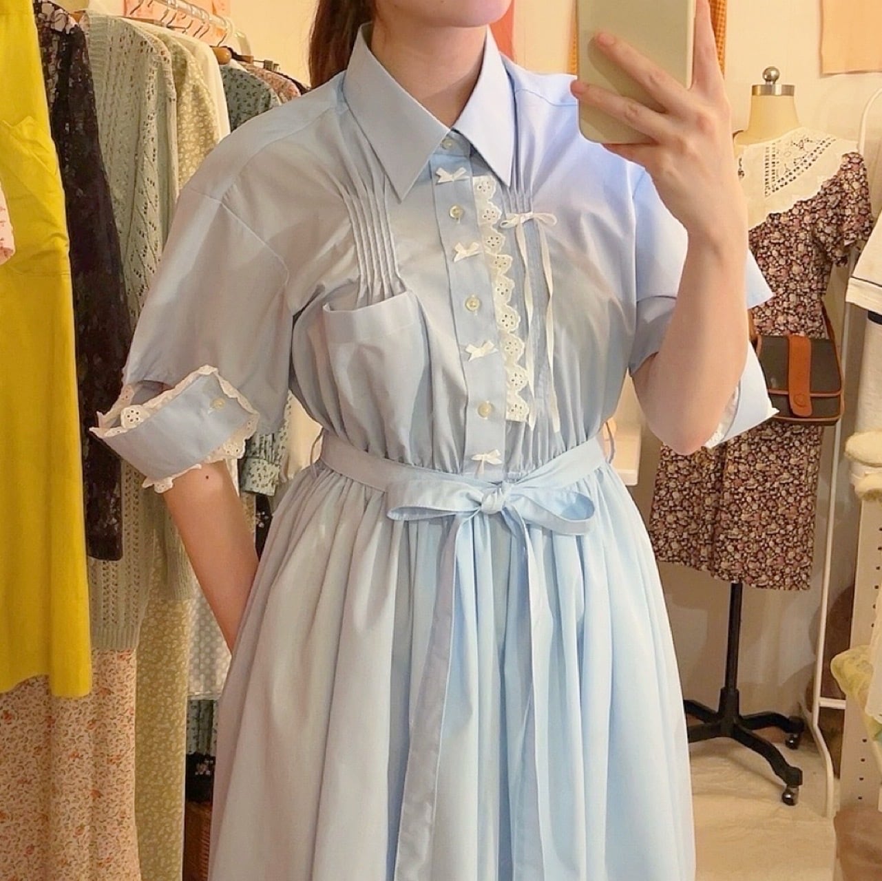 remake : pintuck stripe asymmetry shirt one-piece