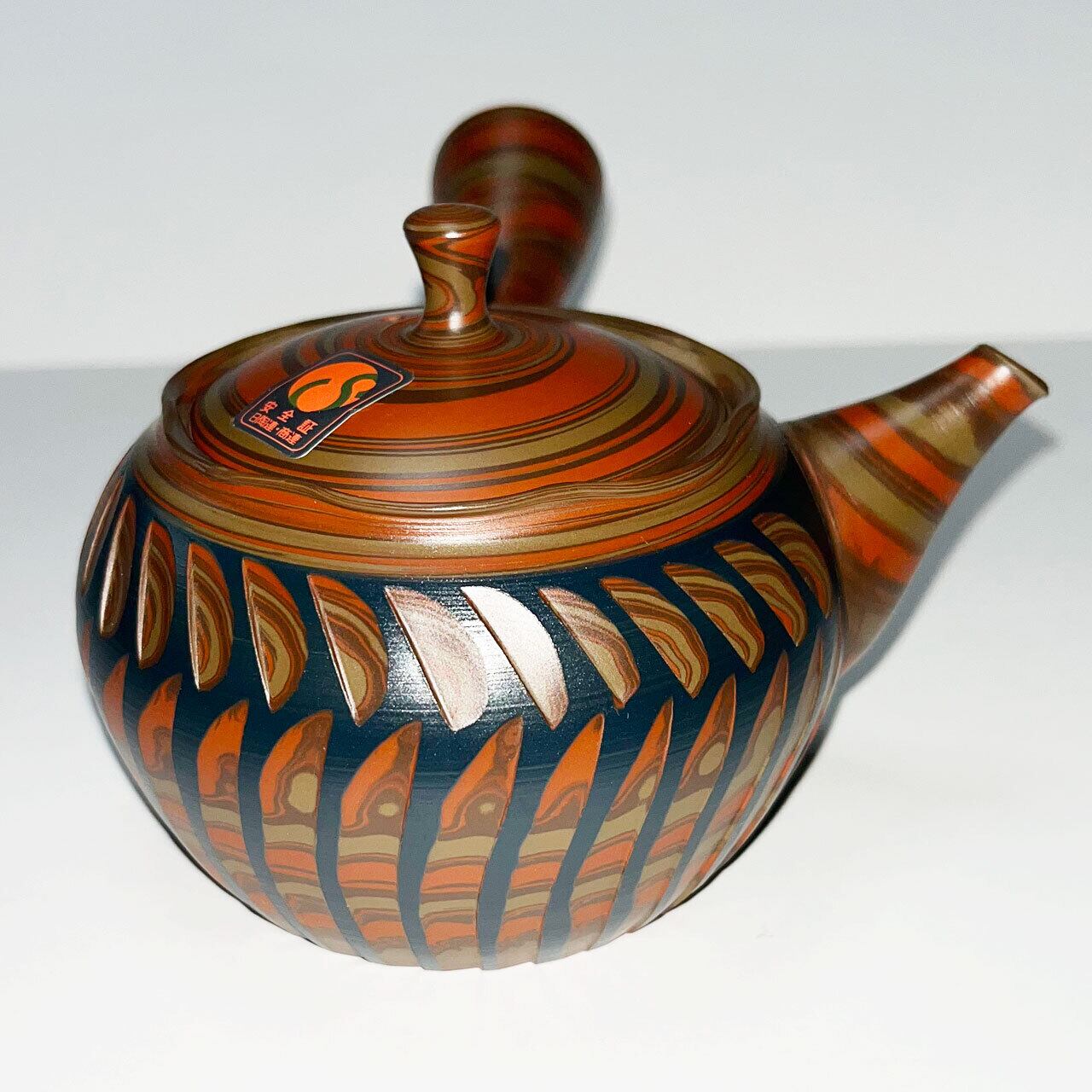 常滑焼 マーブル模様とカットデザインの練り込み急須 春山窯（春山造