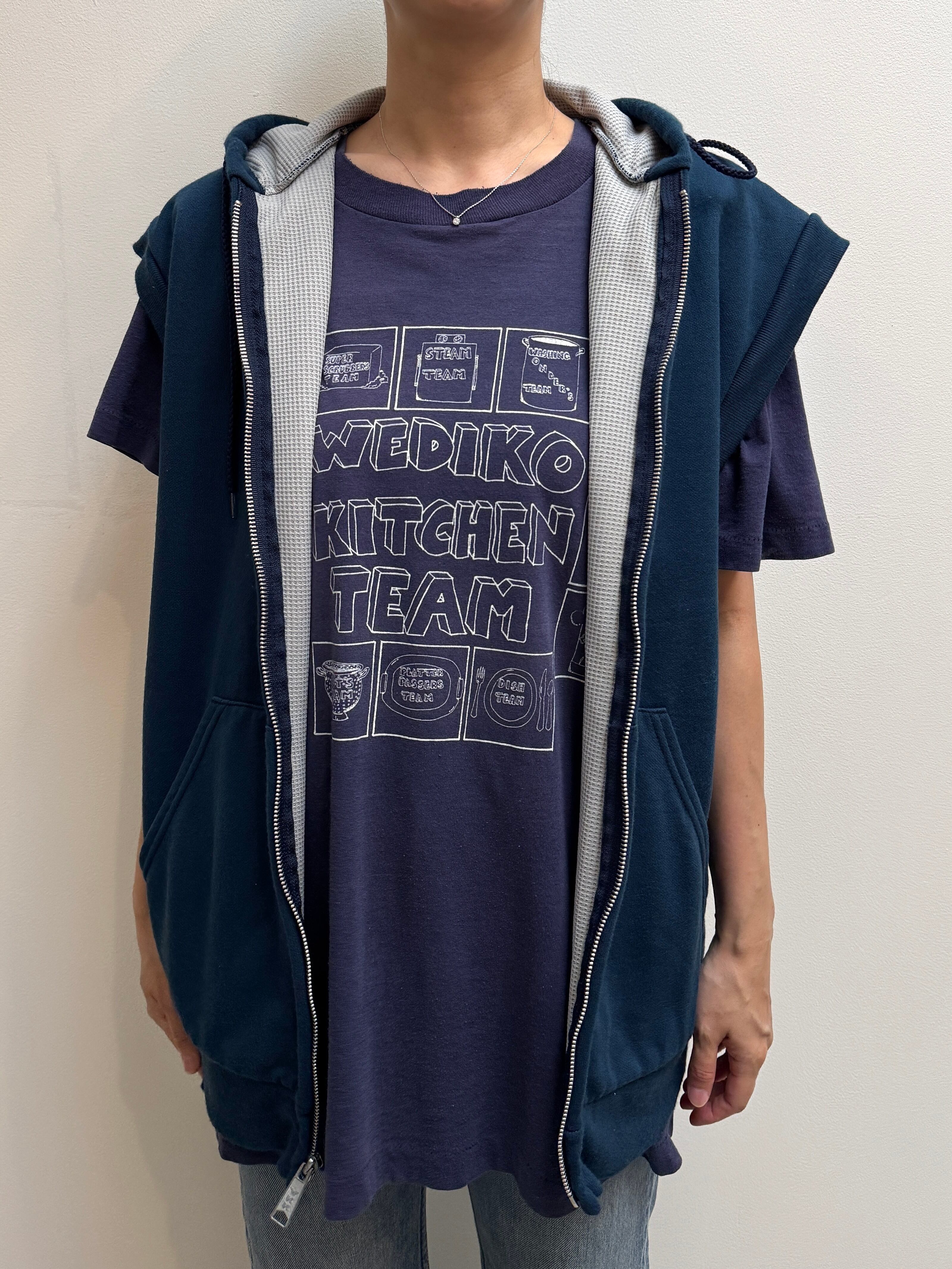 CU16-14 USED MULESKINS SLEEVELESS HOODIE "USA製" -NAVY-