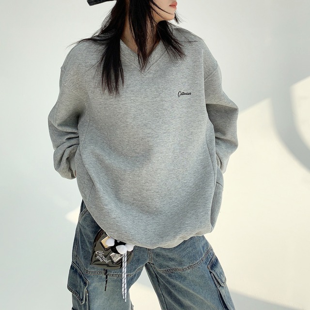 v-neck simple sweatshirt　Vネックシンプルスウェットシャツ　J0720