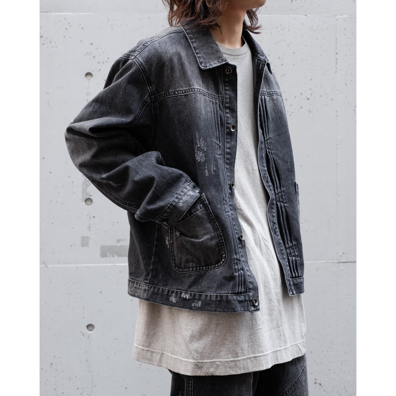 Professor.E ](プロフェッサーイー) 25SS-PE-JKT-13 DISTRESSED PLEATS