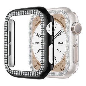 【在庫処分】for アップルウォッチ カバー 44mm 40mm 45mm 41mm、2PCS女性ハードブリングケース+ガラススクリーンプロテクターカバーコンパチブルApple Watchシリーズ11 10 9 8 7 SE 2nd 6 SE 5 10、IWATCHカバーケース