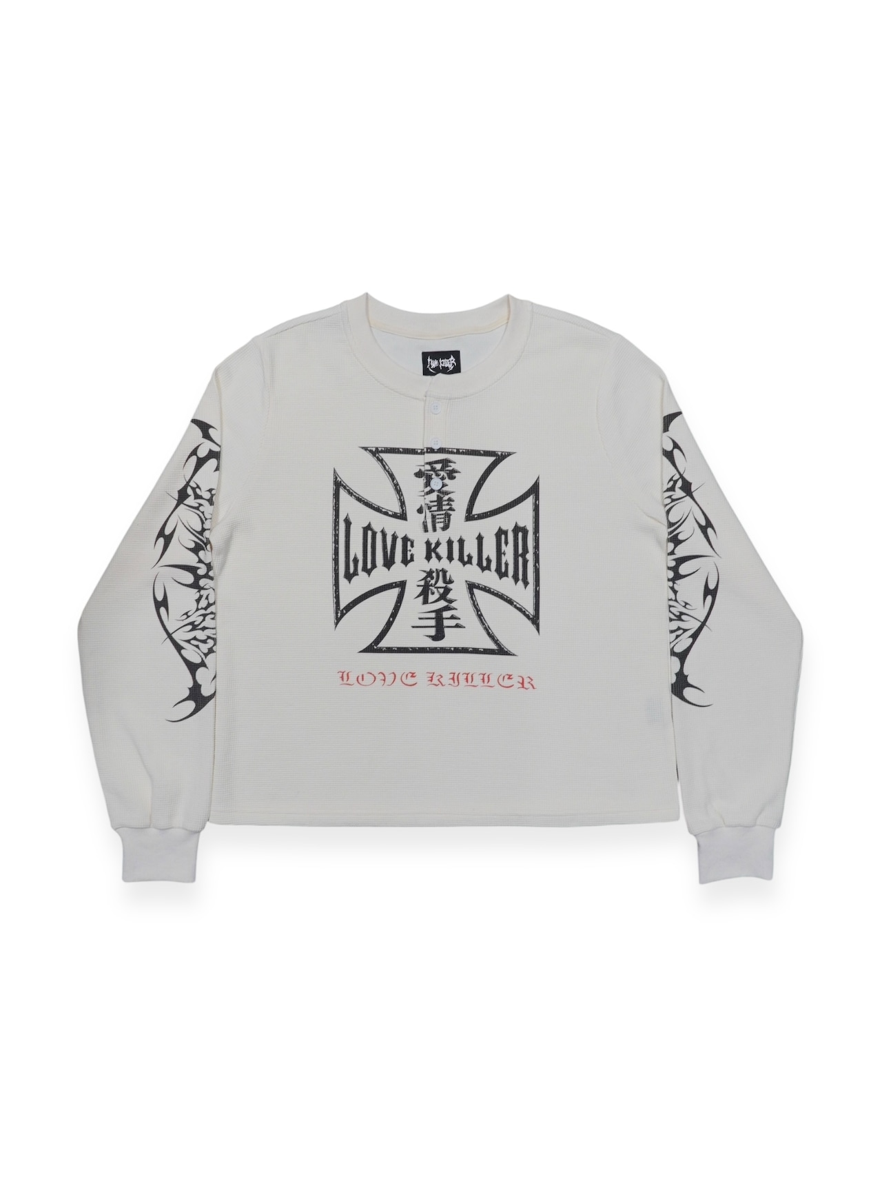 【LOVE KILLER】print thermal waffle long sleeve T-shirt