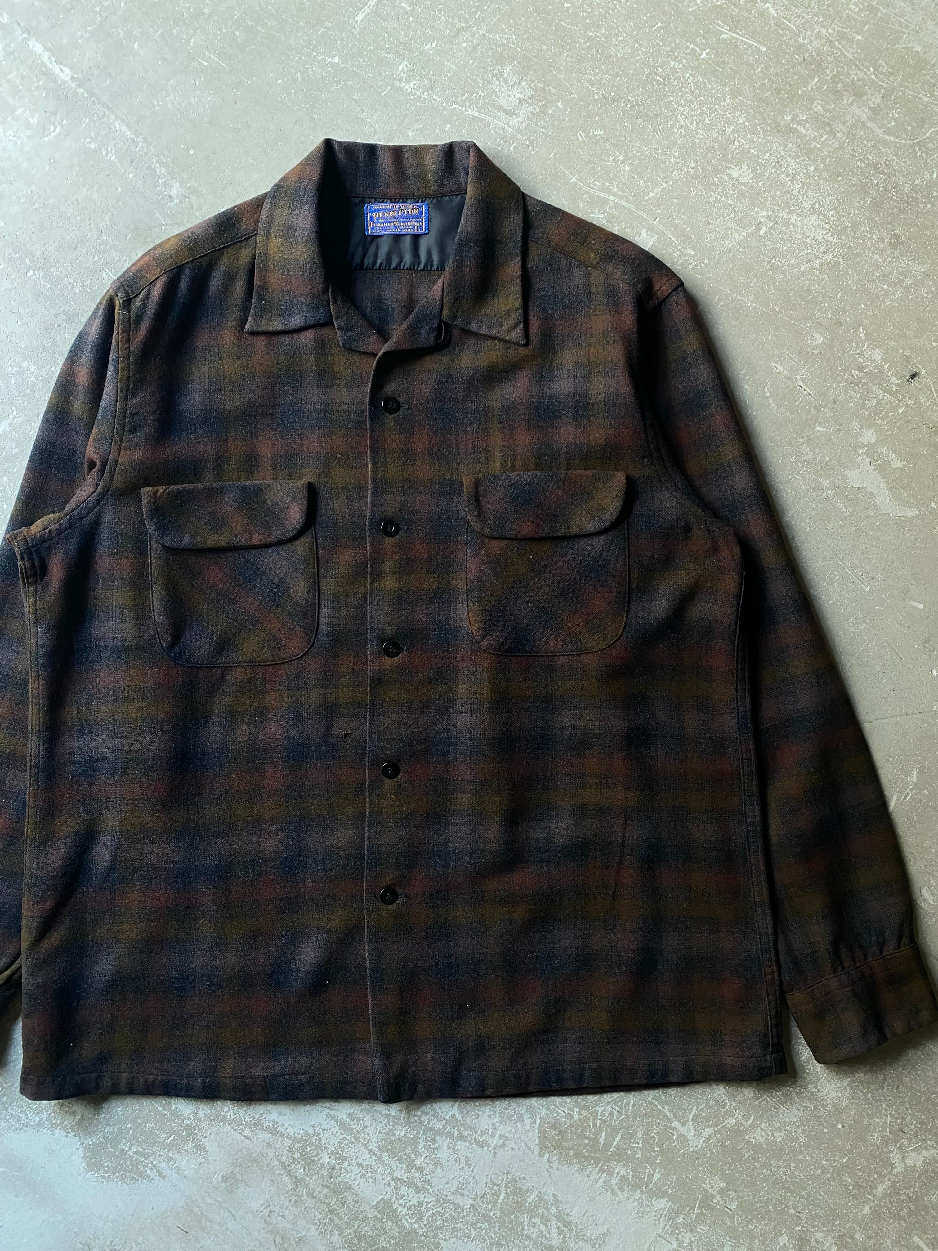 50s Pendleton ボードシャツ オンブレ シャドーBrown 【公式通販】