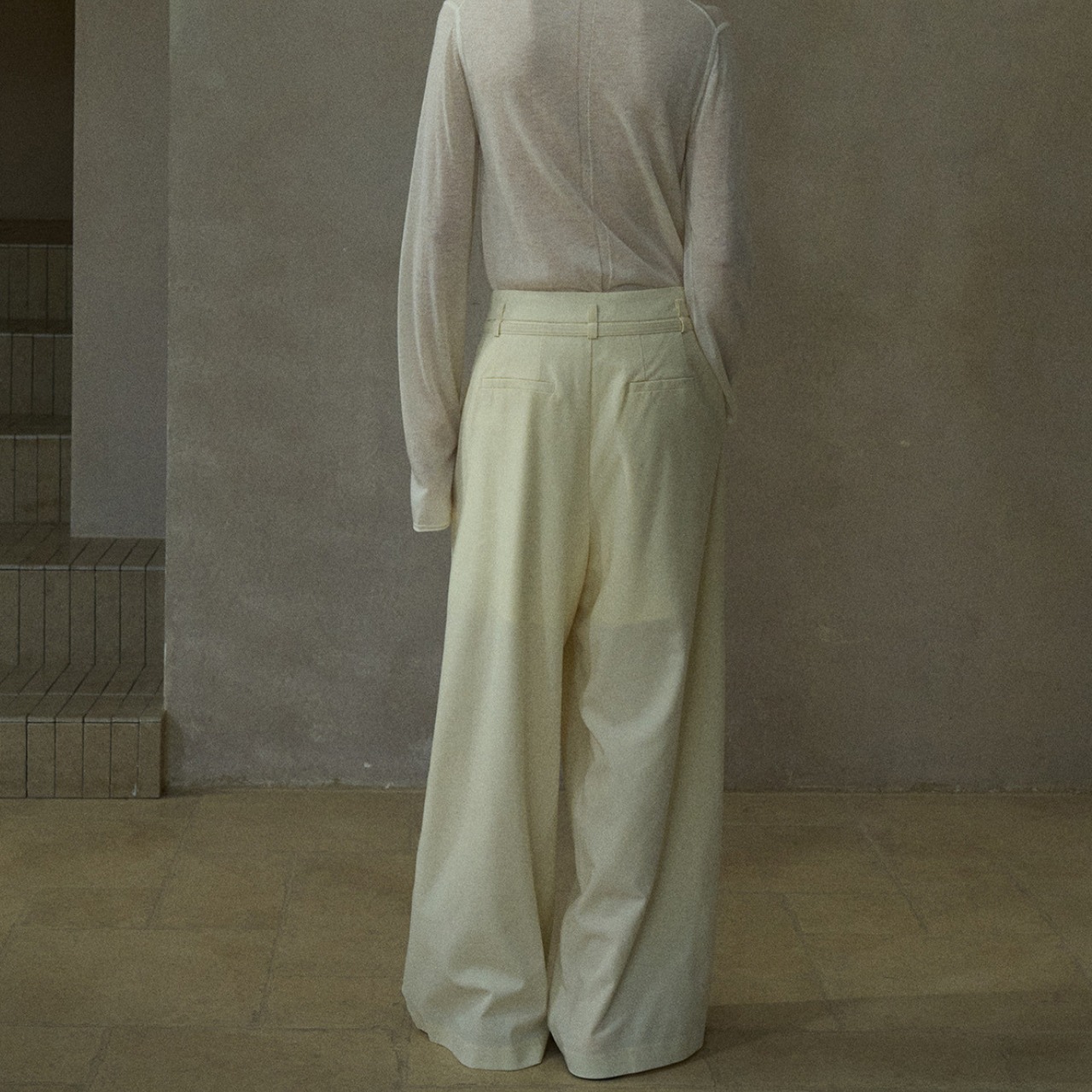 High Waist Wrap Design Wide Leg Pants  T3630