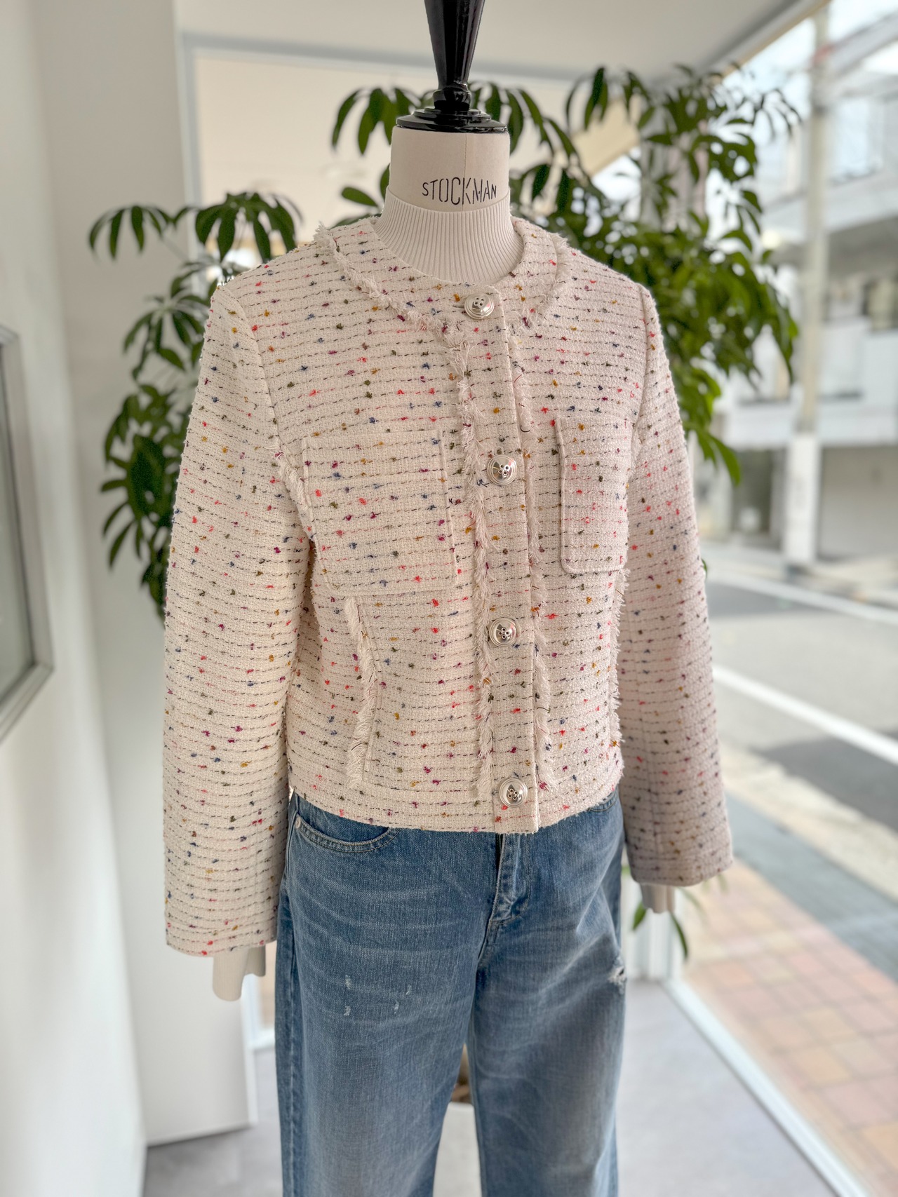 BORDERS at BALCONY 2色展開　FRINGE TWEED JACKET フリンジツイードジャケット