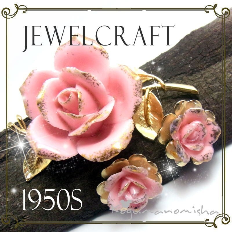 JEWELCRAFT☆春色 華やかなピンクローズ☆ポーセリアン 金箔 薔薇 ...