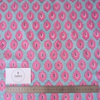 ブロックプリント生地【50cm単位】インド綿 小花柄 水色×ピンク #39077-BL2