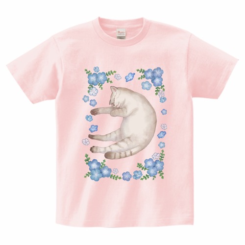 ネモフィラフレームねこちゃんTシャツ