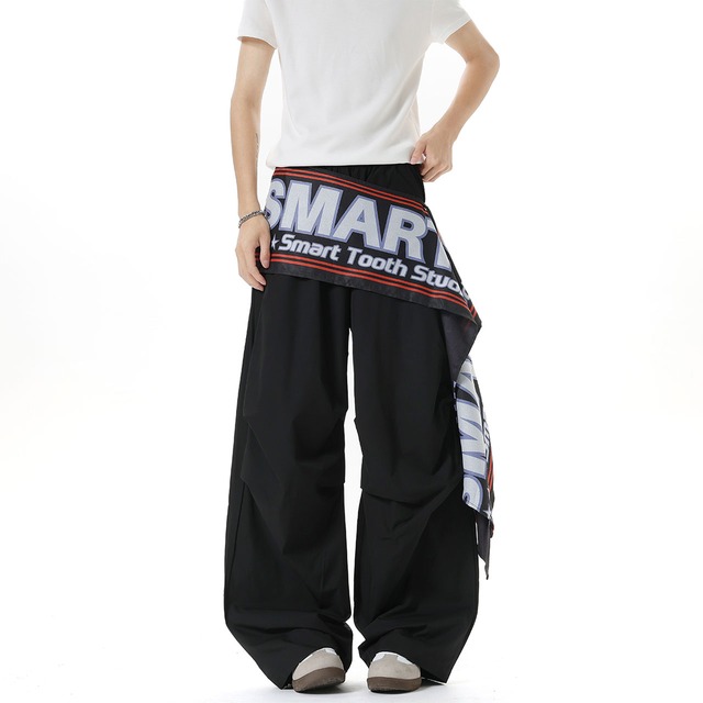 アシンメトリーデザインルーズトラウザーズ 2col   R00974