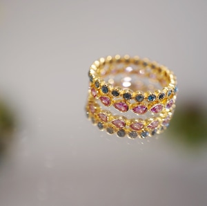 10kピンクサファイアエタニティ&ブルーダイヤモンドエタニティリング