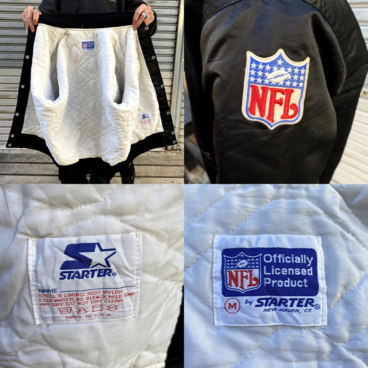 年代 スターター NFL RAIDERS ナイロンスタジャン メンズM 古着 USA