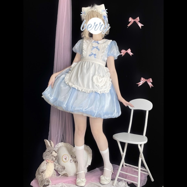 With U ゴスロリ ファッション ロリィタ服 メイド服 フリル エプロン パステルカラー 原宿スタイル ろりーた かわいい服 ろりぃた好き