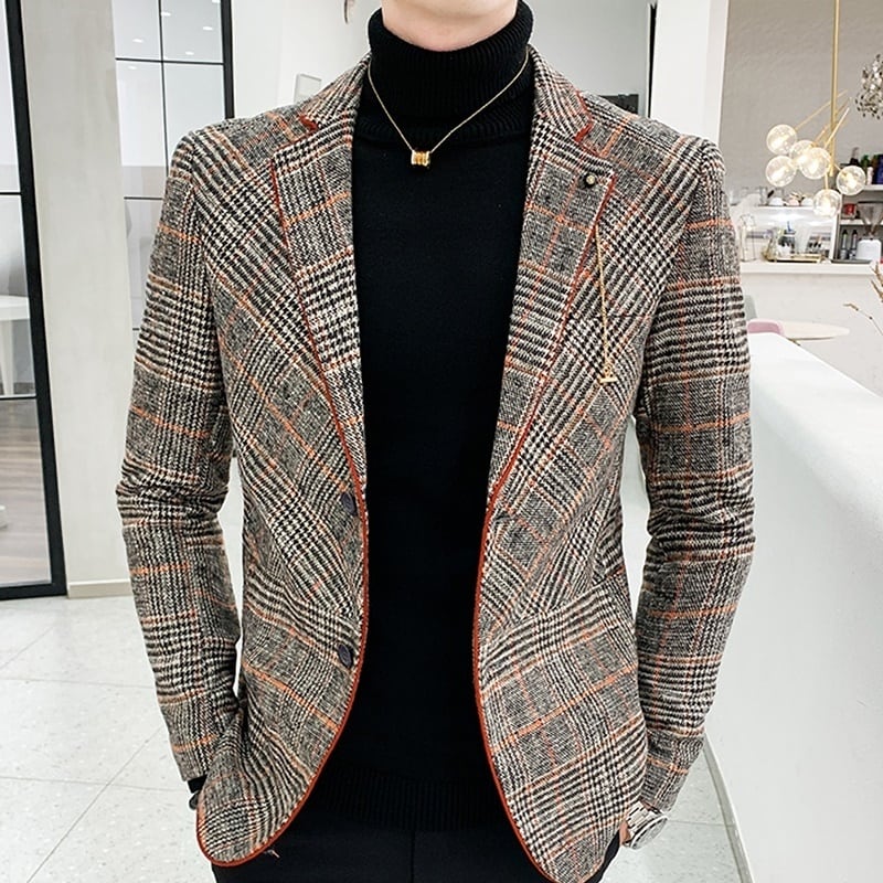 即納】ブリティッシュスタイル グレンチェックジャケット LB0138