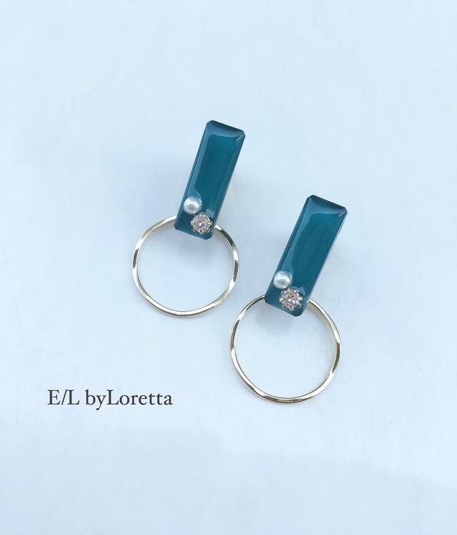 Bijou stick mini hoop pierce/earring(Green)