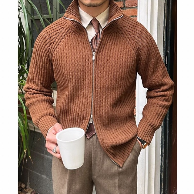 ハイネックニットジッパーカーディガン OJ0309