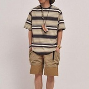 ボーダーラウンドネックTシャツ A4010