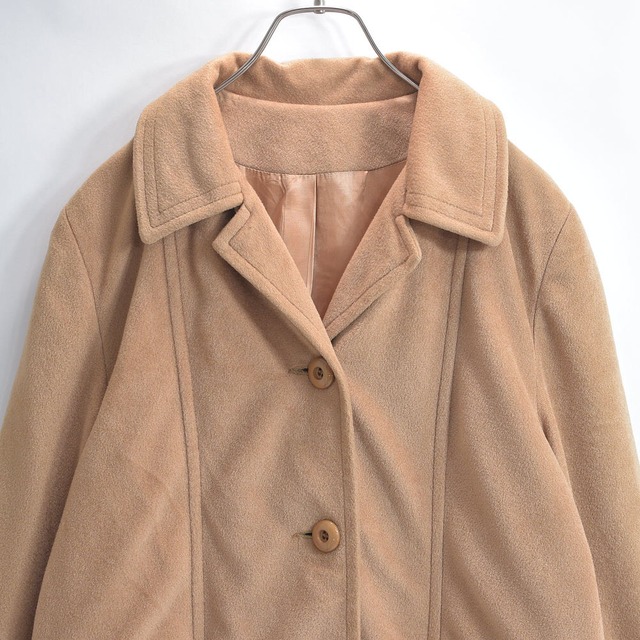 60s USA製 Vintage レトロデザイン ベロア ミドルコート ベルベット  アーネルトリアセテート アウター ユニオンチケット ヴィンテージ ビンテージ アメリカ古着 レディースM～相当