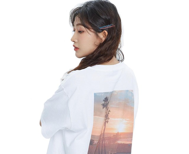 【韓国ファッション】半袖 バックプリント カジュアルTシャツ