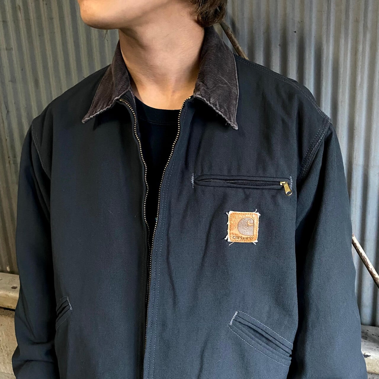 USA製 Carhartt カーハート デトロイトジャケット メンズXL相当 古着 ダック地 ワークジャケット ブランケットライナー チャコールグレー  【ワークジャケット】 | cave 古着屋【公式】古着通販サイト