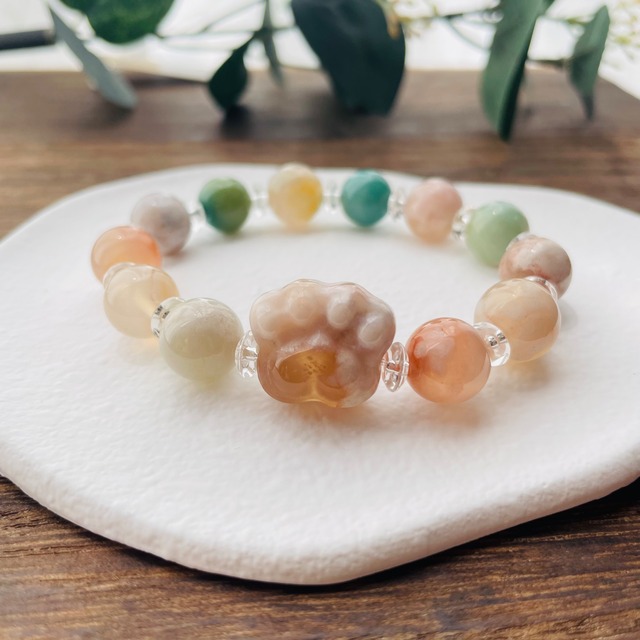 ☆35-①猫×パワーストーン｜ブレスレット｜人間関係・恋愛サポート｜ ネコ ねこモチーフ 猫雑貨 猫グッズ アクセサリー 天然石  プレゼント ギフト レディース